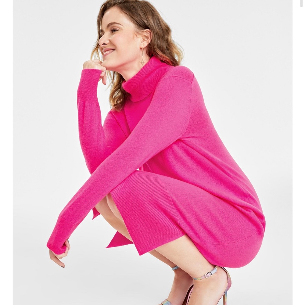 100% Cashmere with tag Women's Turtleneck Midi Dress M